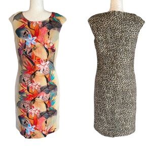 Simon Chang Vintage Toucan Bird Leopard Jungle Floral Print Mini Dress - 8